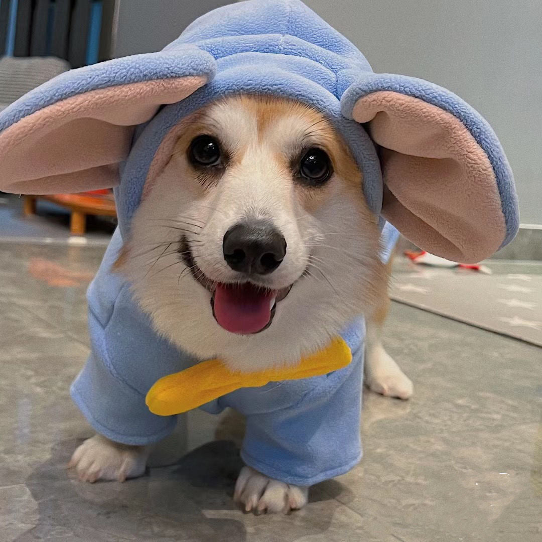 Cute Blue dog hoodie with ears