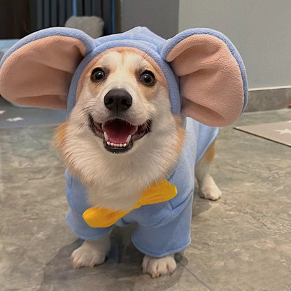 Cute Blue dog hoodie with ears