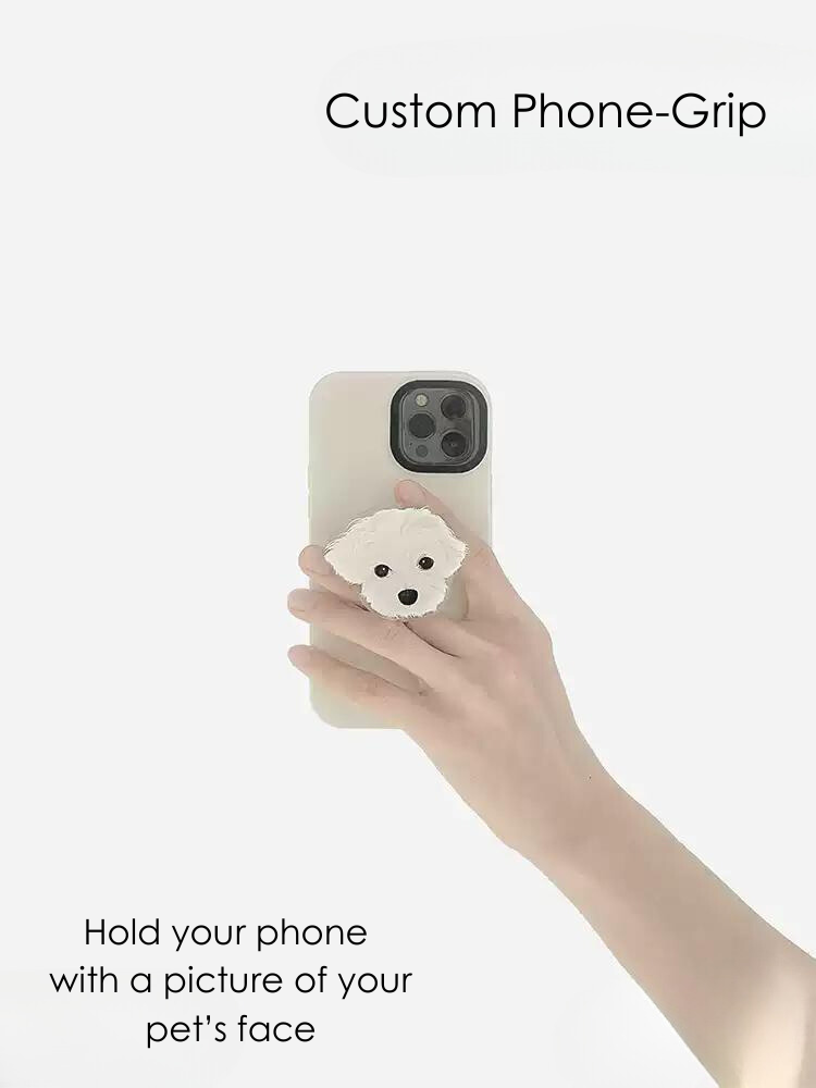 Customised Pet phone grip - use your favourite image of your pet to grip your phone. Pooji